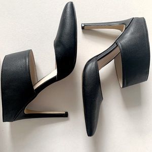 Express Black Strap Faux Leather 4” Heel